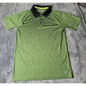 RBX Polo Shirt Mens Small Green Stripe X-Dri Golf Performance Stretch Athletic